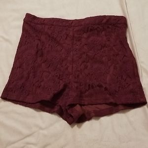 NWT || Burgundy Lace Shorts